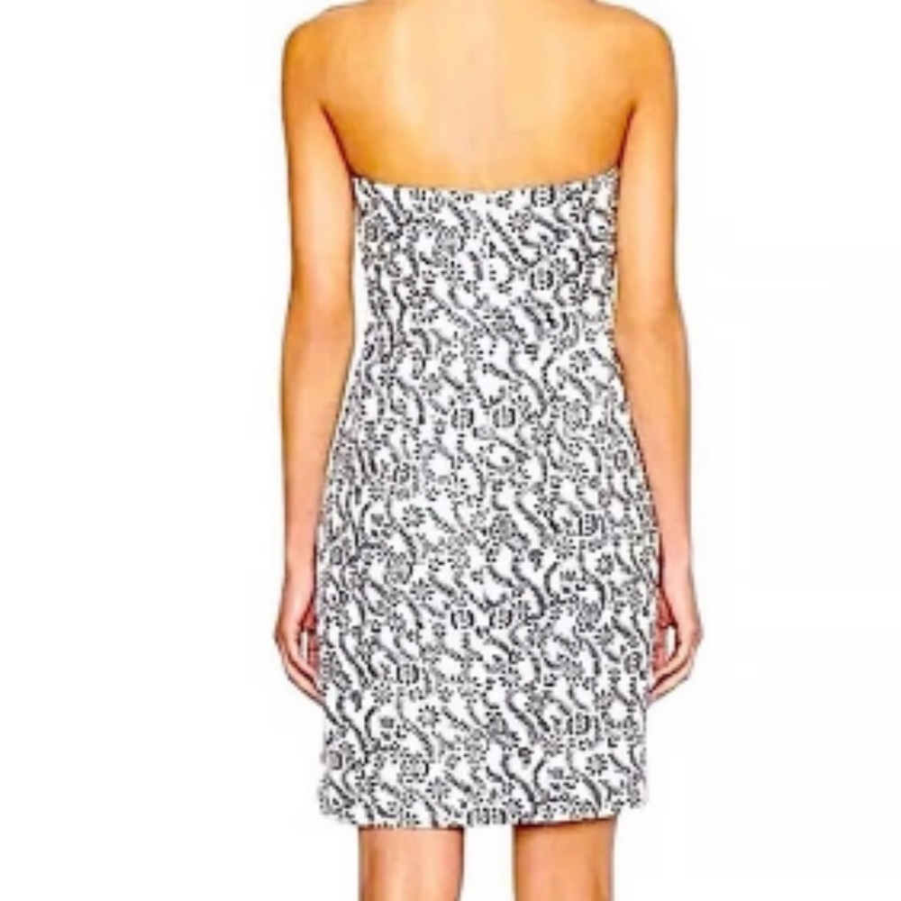 J. Crew Ella Rampling Rose print navy  and cream Strapless Dress sz 2 like new - Picture 9 of 15
